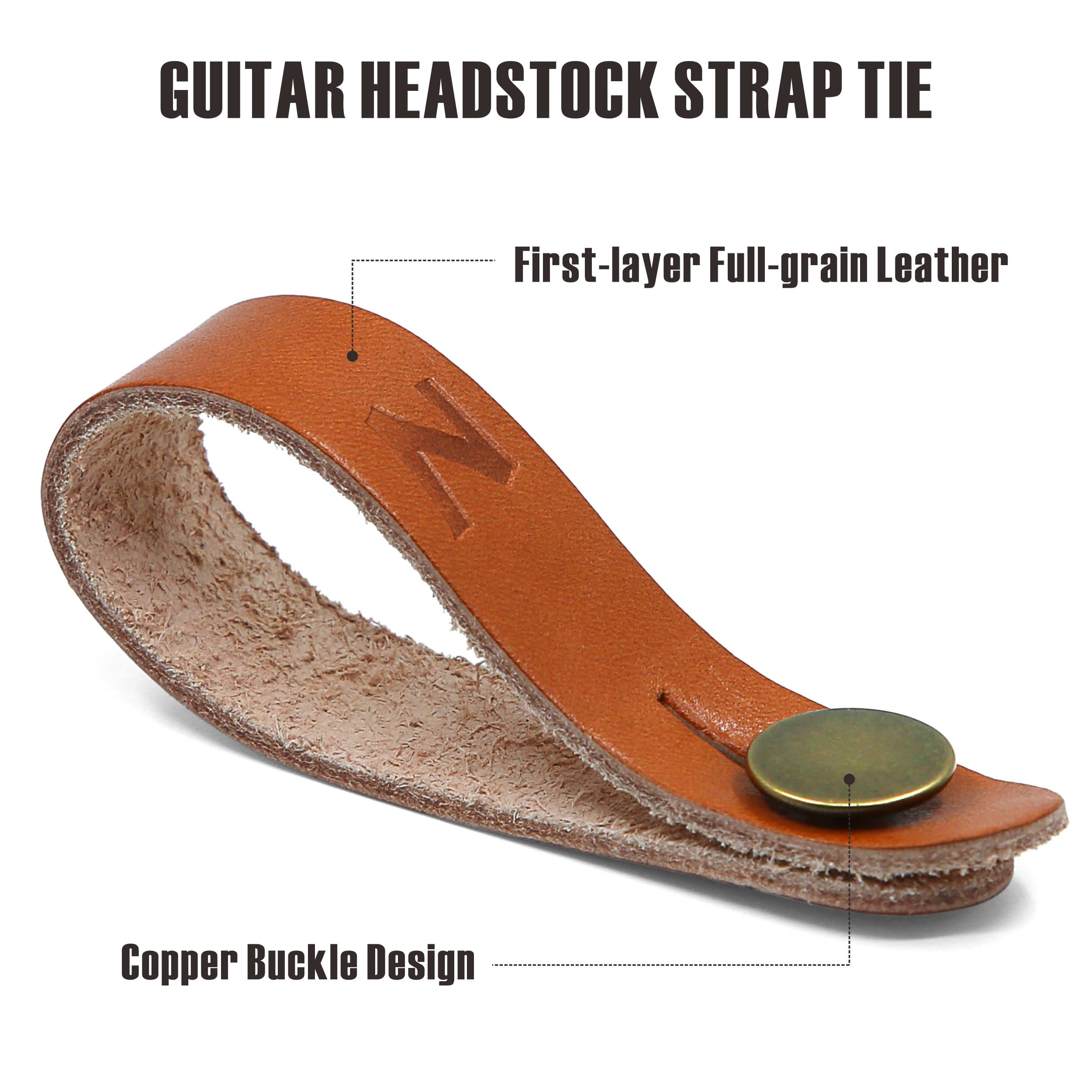 Nefelibata Guitar Strap Lock, Leather Guitar Strap Button, Headstock Adapter Tie,Guitar Neck Strap for Acoustic, Ukulele Strap & Mandolin,Come with Free 1 Pair Strap Locks