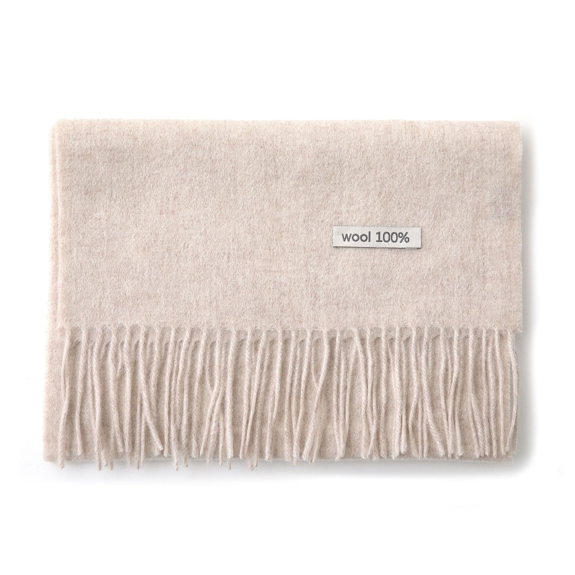 linişte 100% Pure Wool Scarf - Men and Women Winter Warm Soft Luxurious Solid Colors Gift Box Cream