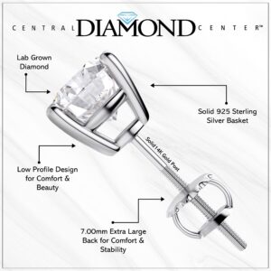 Central Diamond Center Lab Grown Round Diamond Earrings Sterling Silver, 14K Gold Post 0.30ctw (0.28-0.33ctw) Platinum Plated