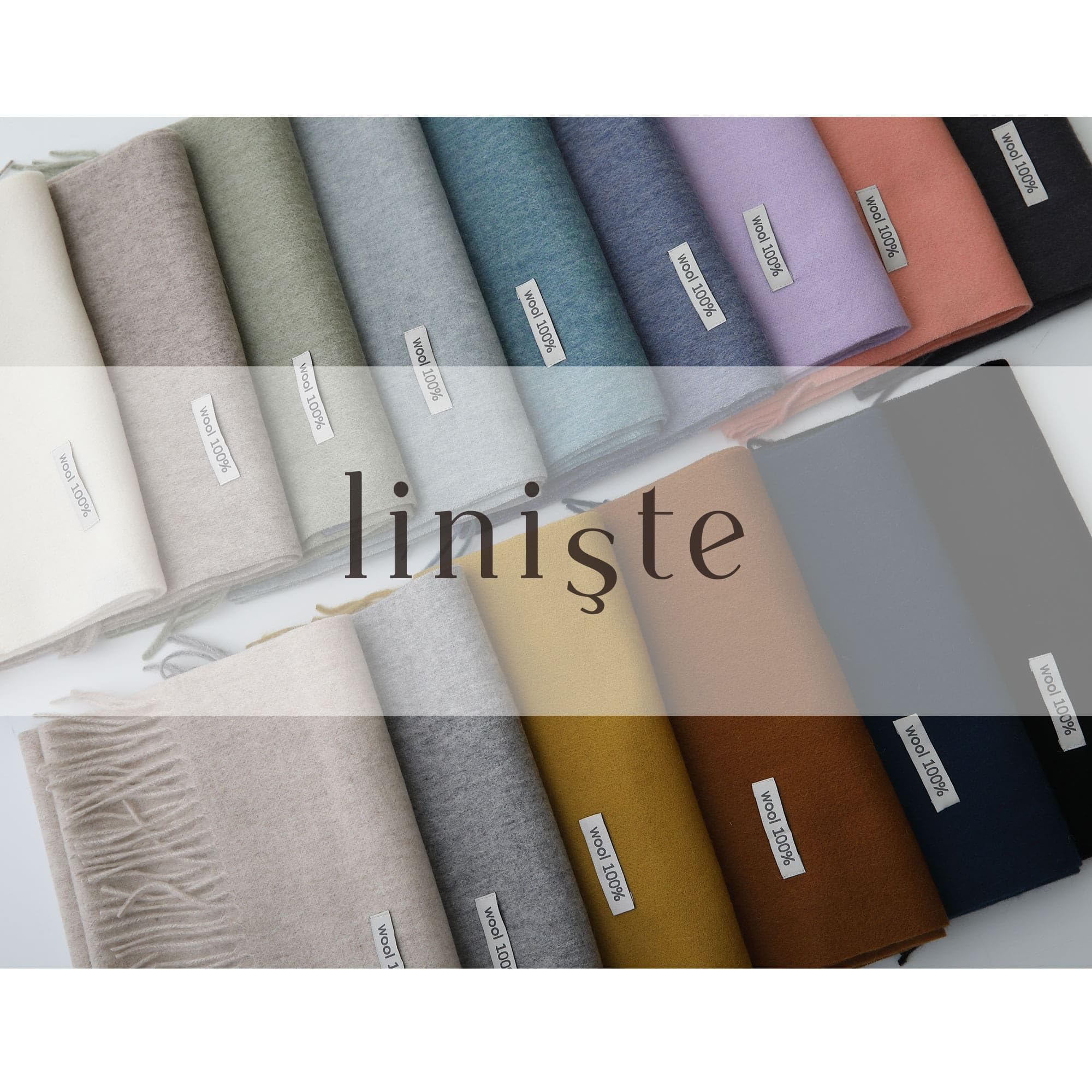 linişte 100% Pure Wool Scarf - Men and Women Winter Warm Soft Luxurious Solid Colors Gift Box Black