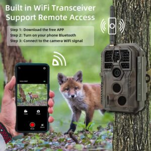 Folgtek WiFi Trail Camera Game Cam 48MP 1296P HD Video Sound Recording, Clear Night Vision & 0.1s High Sensitivity Motion Detection 120° Wide Angle for Wildlife, Observation of Backyard, Farm