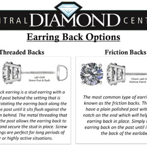 Central Diamond Center Lab Grown Round Diamond Earrings Sterling Silver, 14K Gold Post 0.30ctw (0.28-0.33ctw) Platinum Plated