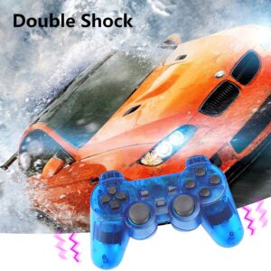 Rzzhgzq PS2 Wireless Controller 2.4G Play Station 2 Gamepad 2 Pack Dual Vibration Compatible with Sony Play -station 2 Console (ClearBlue +ClearRed)