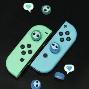 GeekShare 4PCS Cute Ghost Theme Thumb Grip Caps,Halloween Soft Silicone Joystick Cover Compatible with Nintendo Switch/OLED/Switch Lite Only - Blue Phantom