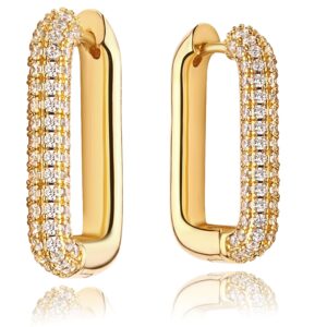 mevecco gold u shape huggie hoop earrings 18k gold plated dainty cubic zirconia oval huggie earring for women cute minimalist fashion hoops sleeper earrings jewelry