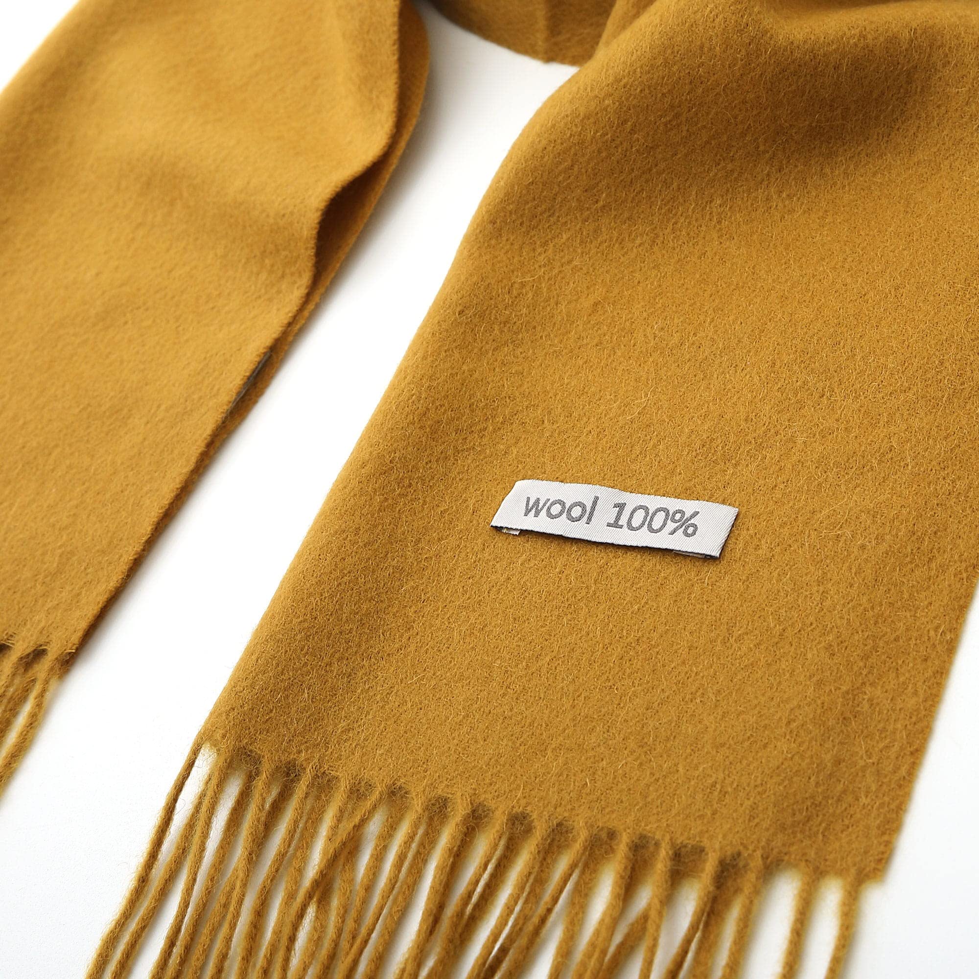 linişte 100% Pure Wool Scarf - Men and Women Winter Warm Soft Luxurious Solid Colors Gift Box Mustard