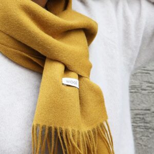 linişte 100% Pure Wool Scarf - Men and Women Winter Warm Soft Luxurious Solid Colors Gift Box Mustard