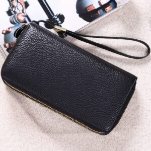 SENDEFN Leather Women Wallet RFID Blocking Zipper Around Phone Holder Clutch Wristlet Large Capacity