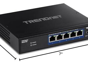 TRENDnet 5-Port 10G Switch, 5 x 10G RJ-45 Ports, 100Gbps Switching Capacity, Supports 2.5G and 5G-BASE-T Connections, Lifetime Protection, Black, TEG-S750