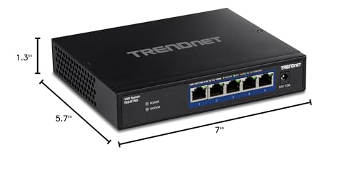 TRENDnet 5-Port 10G Switch, 5 x 10G RJ-45 Ports, 100Gbps Switching Capacity, Supports 2.5G and 5G-BASE-T Connections, Lifetime Protection, Black, TEG-S750