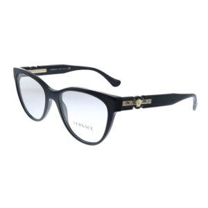 versace ve 3304 gb1 black plastic cat-eye eyeglasses 51mm