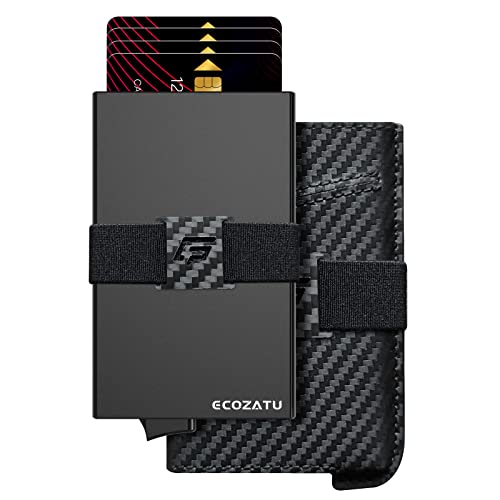 ECOZATU Slim Aluminum Card Holder Wallet，Minimalist Metal Mens Wallet，RFID Blocking Wallet For Men，Pop Up Wallets Men，Stealth Wallets for Men, 14+ Cards Holder Mens Wallets With 2 Cash Bands