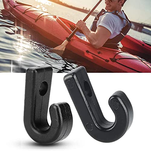 Mesee 50 pcs Kayak J Hooks Black Nylon, Plastic J-Shaped Bungee Cord Lashing Hook,Tie Down J-Hooks for Kayaks/Canoes Repair/Paddle Board/Rowing Boats Accessory