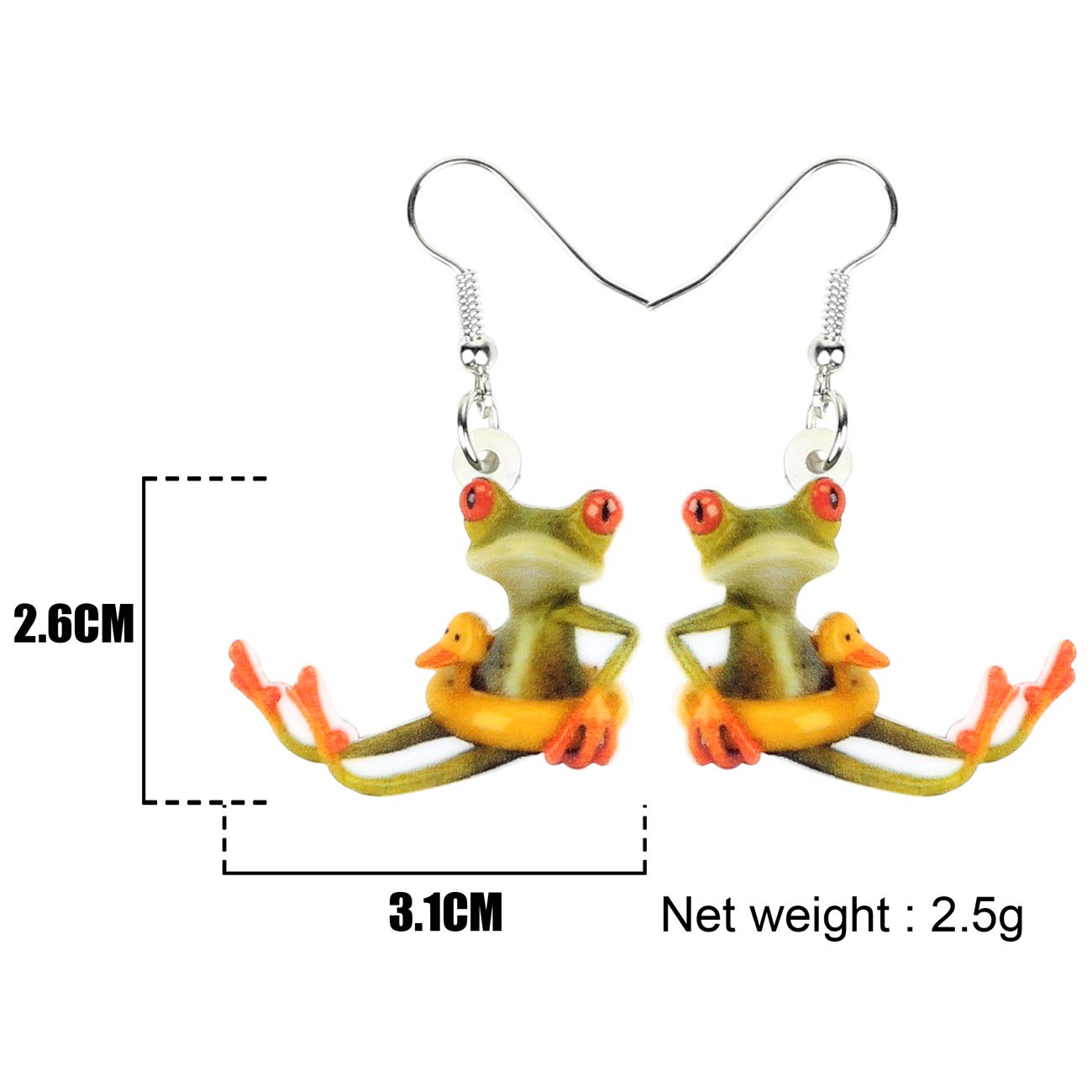 NEWEI Acrylic Sweet Cartoon Skateboard Frog Earrings Drop Dangle Big Long Fashion Animal Jewelry For Women Charms (Yellow)