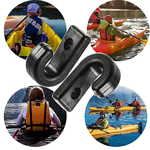 Mesee 50 pcs Kayak J Hooks Black Nylon, Plastic J-Shaped Bungee Cord Lashing Hook,Tie Down J-Hooks for Kayaks/Canoes Repair/Paddle Board/Rowing Boats Accessory