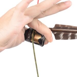 TY Archery Soft Leather & Brass Thumb Ring Archery Finger Protector for Mongolian Reurve Bow Finger Guard for Traditional Bow Shooting