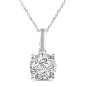 Fifth and Fine 1/4 CTW Womens Diamond Pendant Necklace set in 925 Sterling Silver (ROUND CLUSTER)