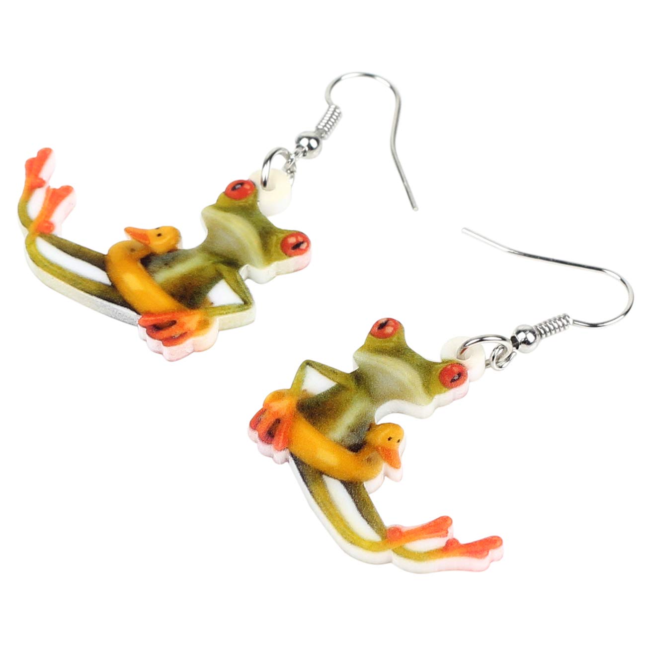 NEWEI Acrylic Sweet Cartoon Skateboard Frog Earrings Drop Dangle Big Long Fashion Animal Jewelry For Women Charms (Yellow)