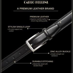 Carlo Fellini Belts For Men - Men's Dress Belt - Hand Made 100% Full Grain Cowhide Leather Belt For Men