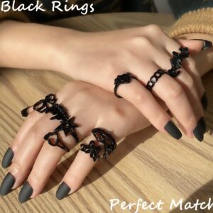 IF ME Rings Set - 20 PCS Black Gothic Vintage Rings, Y2K Snake Claw Rings, Open Butterfly Star Stacking Ring Jewelry, for Men Women Boys (Black 1, Size 5-9)