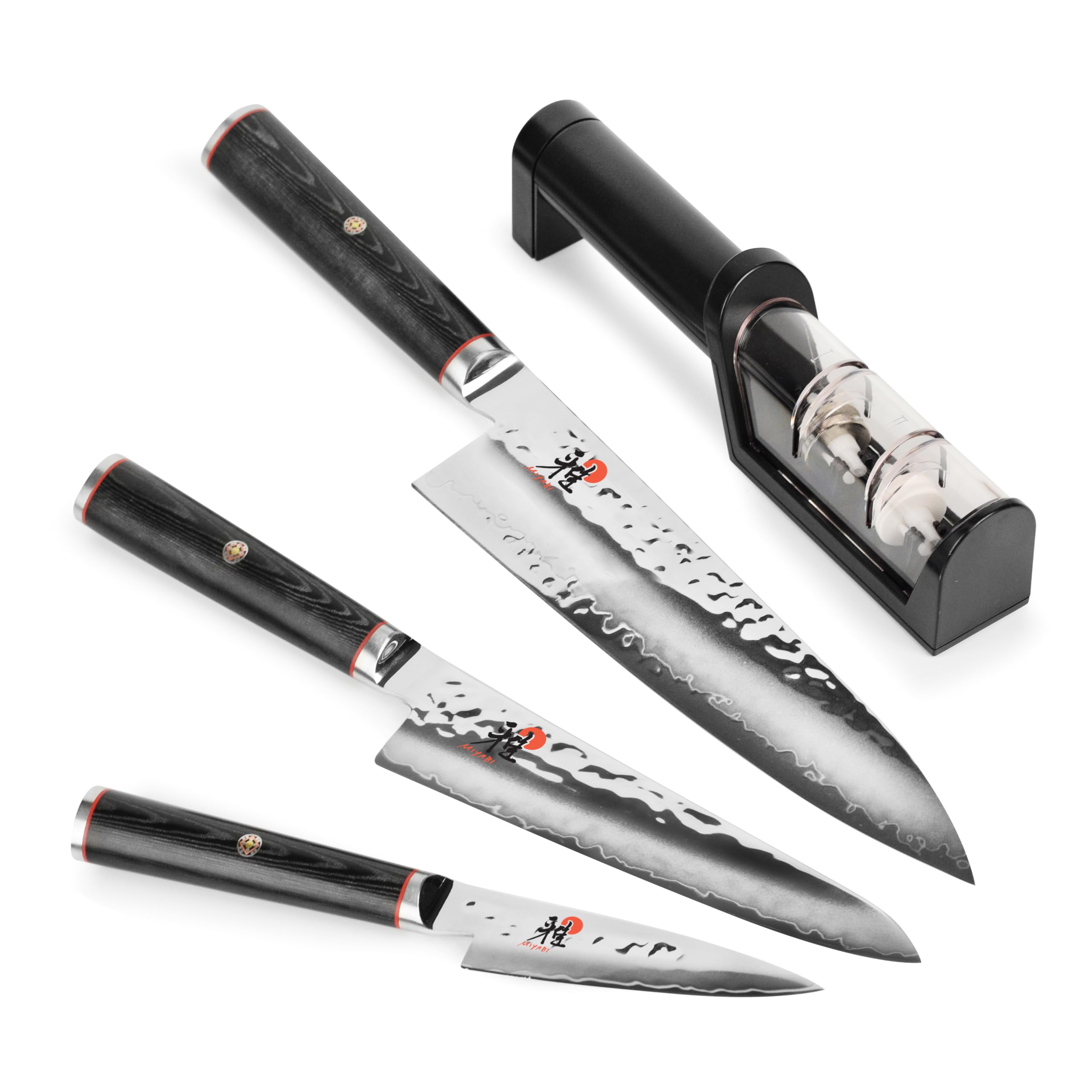 MIYABI Mizu SG2 Knife & Sharpener Set, 4 Piece