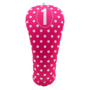 Women's Hot Pink & White Polka Dots Driver 460cc Club Headcover Handmade by BeeJos