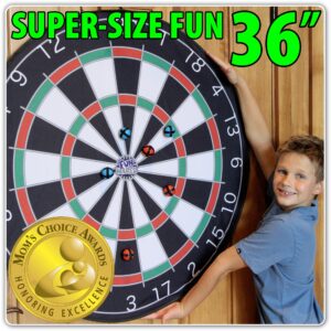 funwares 36" giant dart board for adults and kids, 25% larger than the competition for ultimate indoor fun and outdoor fun, party game for families, games for kids 8-12, and dart game for adults