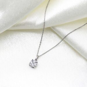 Fifth and Fine 1/4 CTW Womens Diamond Pendant Necklace set in 925 Sterling Silver (ROUND CLUSTER)