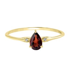 GEMISTRY Dew 14k Gold over Sterling Silver Garnet Gemstone Stackable Pear Ring