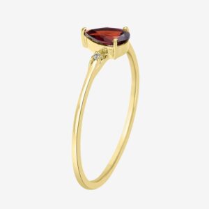 GEMISTRY Dew 14k Gold over Sterling Silver Garnet Gemstone Stackable Pear Ring