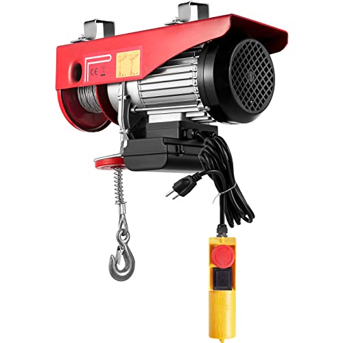 VEVOR Electric Hoist with 14ft Control, 1320LBS Electric Winch, 110V Electric Hoist with Remote Control & Single/Double Slings for Lifting in Factories, Warehouses, Construction Site, Mine Filed