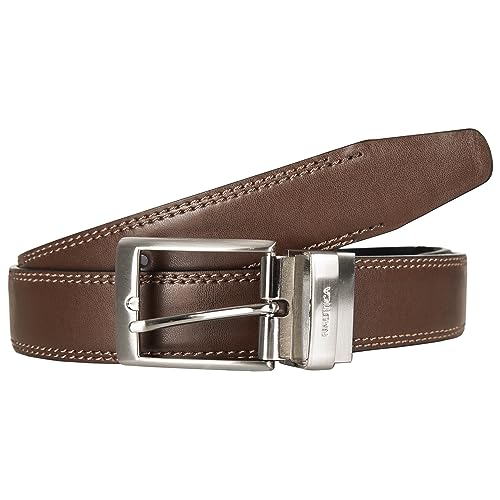 Nautica Men Reversible Leather Casual and Dress Belts with Metal Buckle, Double Stitch-Black/Brown, 34"