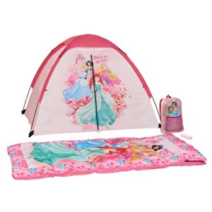 Exxel Outdoors Disney Princess Kids Camp Set - Tent, Backpack, Sleeping Bag and Flashlight - 4 Piece Indoor/Outdoor Princess Kids Set,Multi,D-4SLGFL20PRN