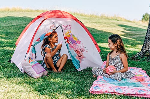 Exxel Outdoors Disney Princess Kids Camp Set - Tent, Backpack, Sleeping Bag and Flashlight - 4 Piece Indoor/Outdoor Princess Kids Set,Multi,D-4SLGFL20PRN