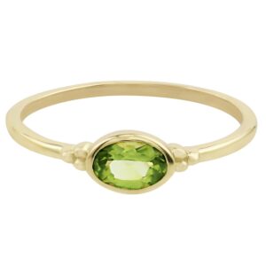 GEMISTRY East-West 14k Gold over Sterling Silver Peridot Gemstone Stackable Solitaire Bezel Ring