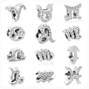 12 Zodiac Signs Birthday Constellations 925 Sterling Silver Charm Bead fits Pandora Bracelets & Necklaces & More (Pisces)