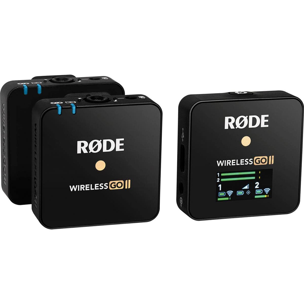 Rode GO II Dual Channel Wireless Microphone System, Series IV 2.4GHz Digital Transmission, 128-bit Encryption, 3.5mm TRS Analog Output, USB-C and iOS Compatible