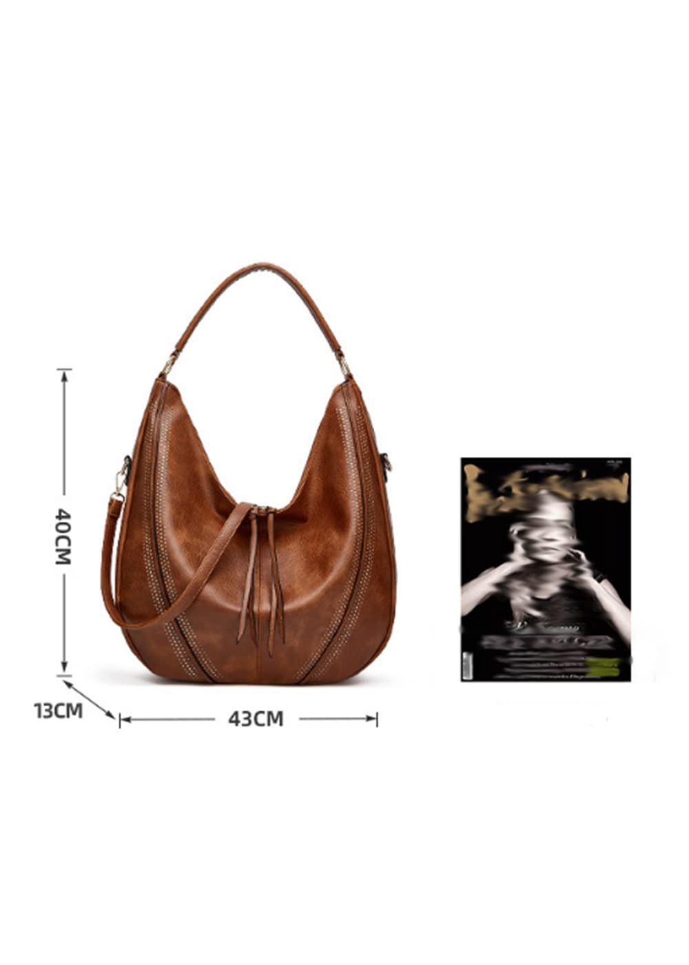 GJGJTER Women Vintage Hobo Shoulder Crossbody Bag Tote Handbag with Tassel Satchel 2pcs-Wine