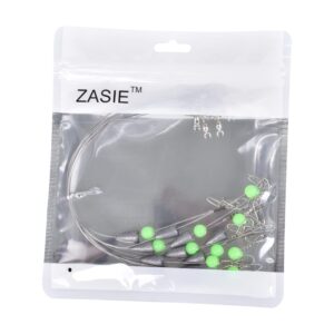 ZASIE Carolina Rigs for Fishing- Steel Fishing Leaders with Weights, Pre Rigged Carolina Rigs with Fishing Weight 1/6 oz, 10 Pcs