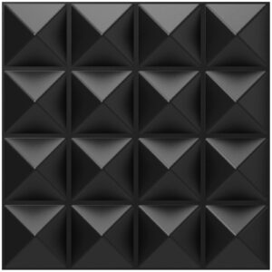 troystudio acoustic sound diffuser panels, 12 x 12 x 1 inches 8 pcs pvc plastic wall panel, recording studio acoustical treatments diffusion panel, 3d art decorative ceiling tiles (pyramid, black)