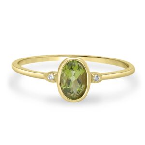 GEMISTRY Kate 14k Gold over Sterling Silver Peridot Gemstone Stackable Oval Ring