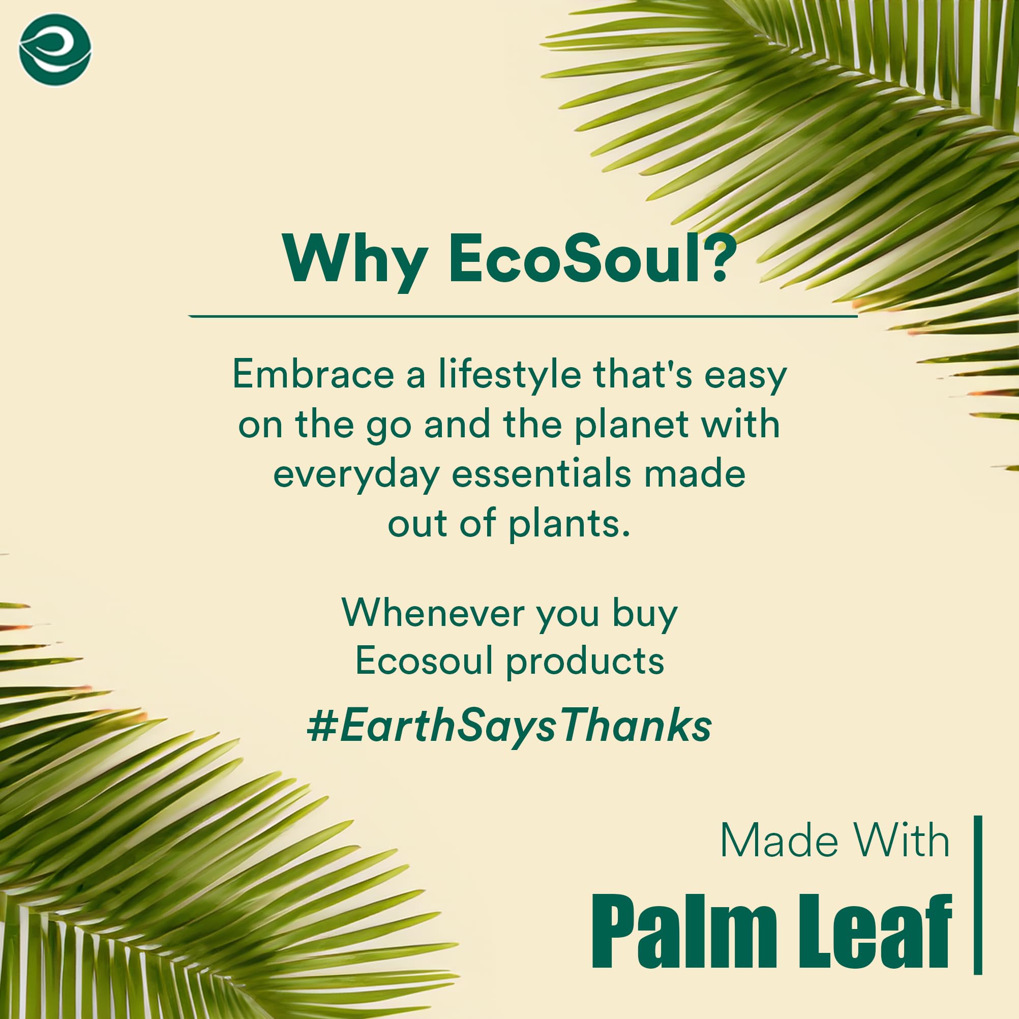 ECO SOUL Compostable 8 Inch Palm Leaf Square Plates (20 Count) Like Bamboo Plates | Biodegradable | Eco-Friendly, Microwave & Oven Safe