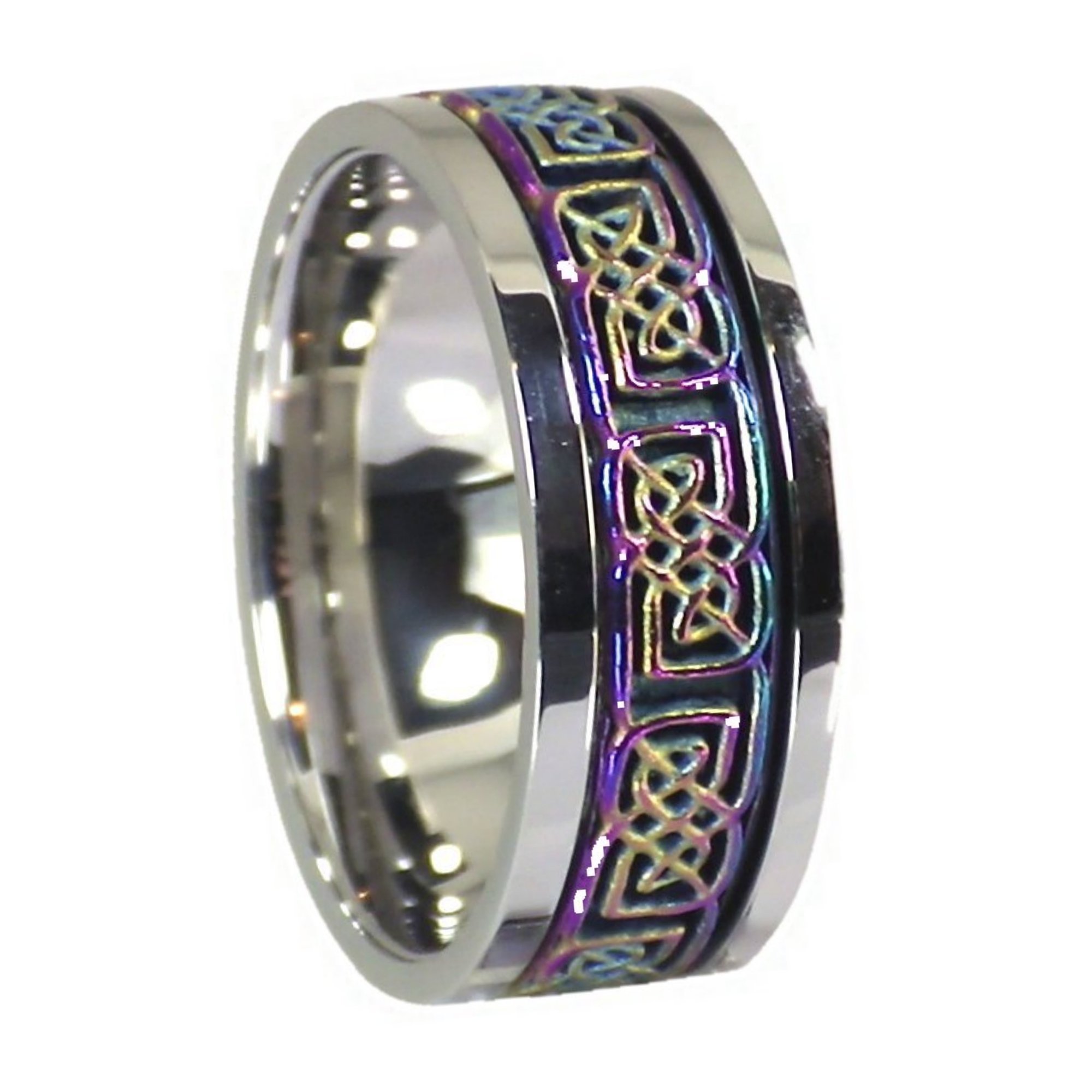 Fantasy Forge Jewelry Rainbow Celtic Spinner Ring Womens Mens Stainless Steel 8mm Meditation Wedding Band Sizes 3-17 (17)