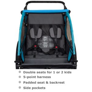 Veelar Sports Suspension Bike Trailer & Stroller 2 in 1 Double Seat for Toddlers, Kids, Child Bicycle Carrier Jogger (Blue)