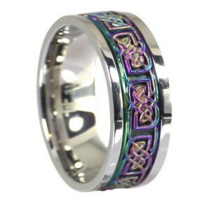 fantasy forge jewelry rainbow celtic spinner ring womens mens stainless steel 8mm meditation wedding band sizes 3-17 (17)