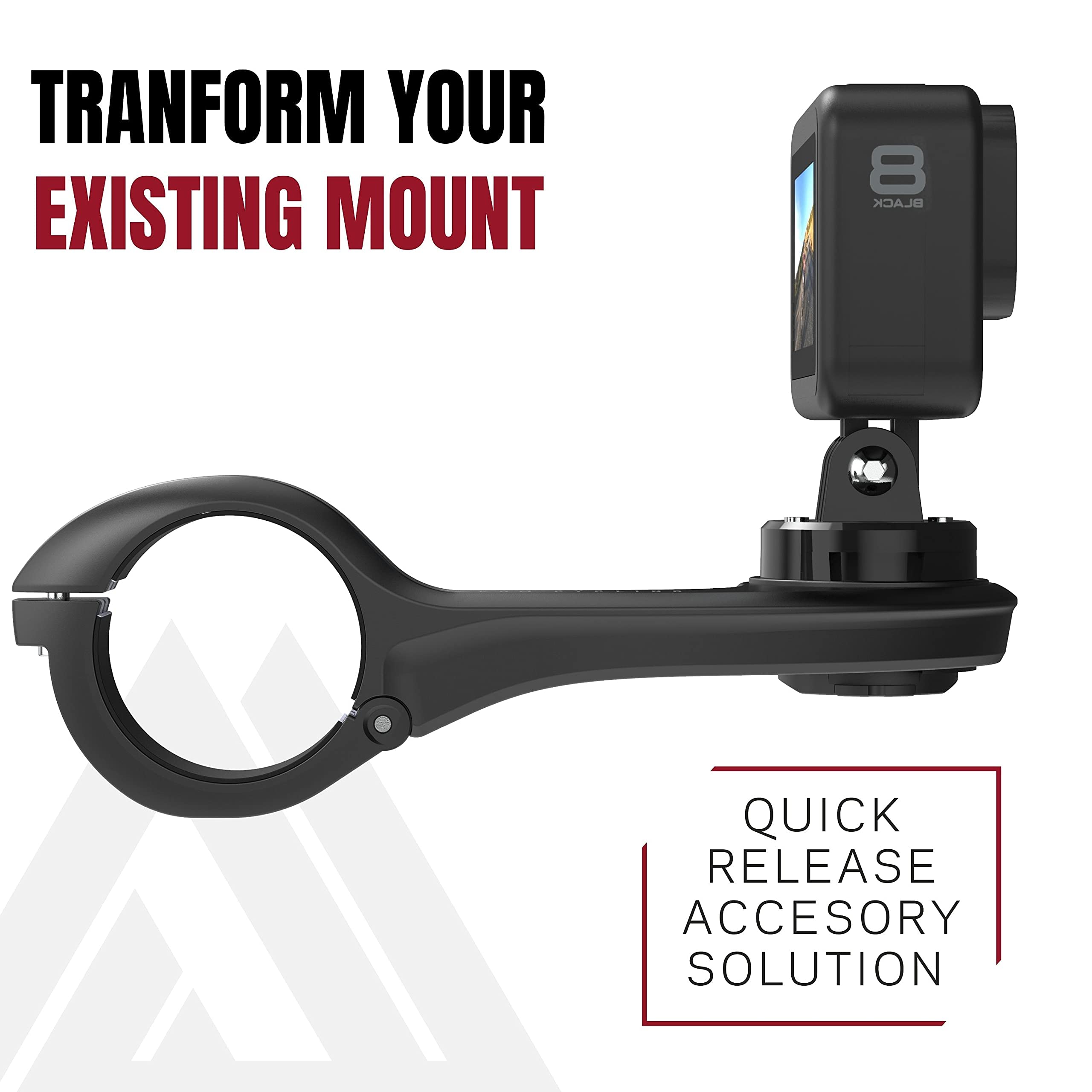 KOM Cycling CM06 Quick Release GoPro Computer Mount for Wahoo and Garmin Bike Computers Top Mount Compatible with GoPro Adapters Bundle