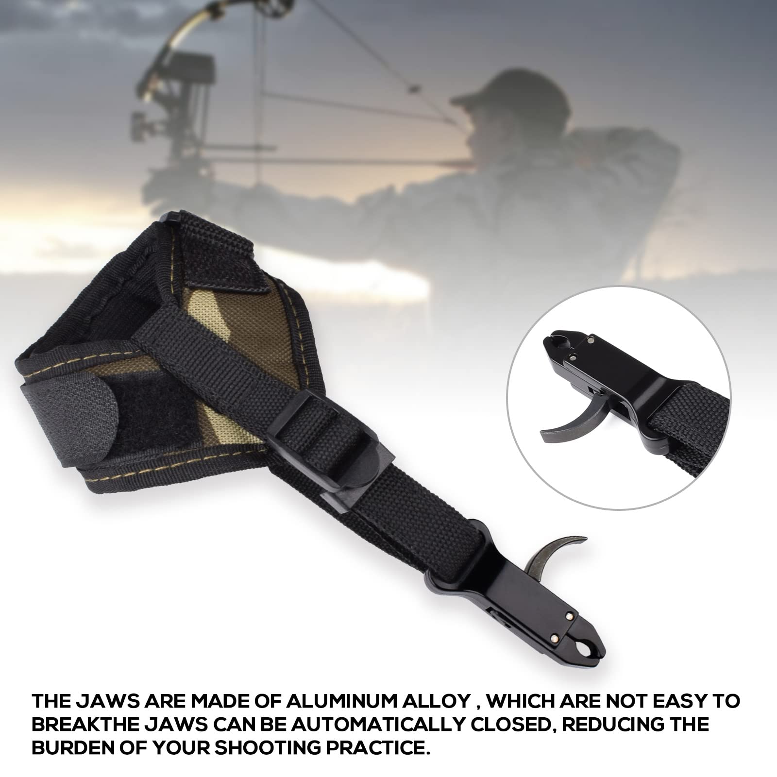 Archery Release Aids Compound Bow Trigger Caliper Shooting Adjustable Camo Wrist Strap Right Left Handed