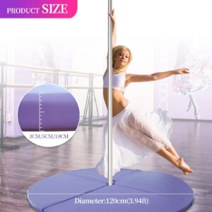 Pole Dance Crash Mat, Portable Fitness Pole Dancing Safety Mat Round 120cm Thickness 10cm Made for Pole,Foldable Yoga Exercise Safety Dancing Cushion Steel Pipe Crash Mat (Purple, Thickness 3cm)