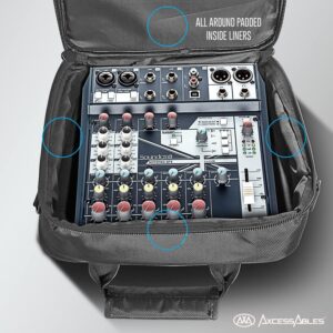 AxcessAbles Audio Mixer Gig Bag | Padded Mixing Sound Board Bag - 12x12x4 | DJ Mixer Case | Compatible with MG06, AG03, MG10X, Mix8, ProFX8, 802VLZ4, Xenyx X1204USB| Small Mixer Case