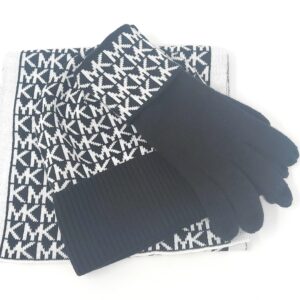 Michael Kors Women's Scarf, Beanie & Glove Set, Black/White